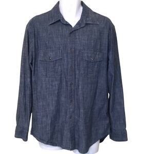 Joseph Abboud Shirt Long Sl Chest Pockets Denim Cotton Large